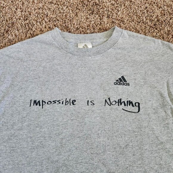 Adidas Impossible is Nothing T-Shirt Short Sleeve Grey Retro Sportswear Vintage - Picture 2 of 6